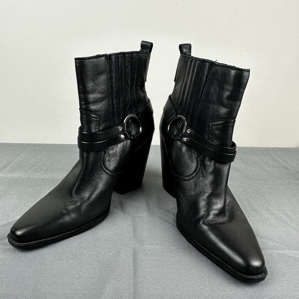Aldo Black Leather Heeled Ankle Boots
